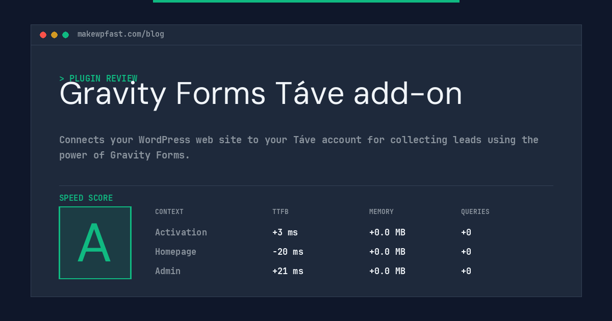 Gravity Forms Táve add-on - MakeWPFast