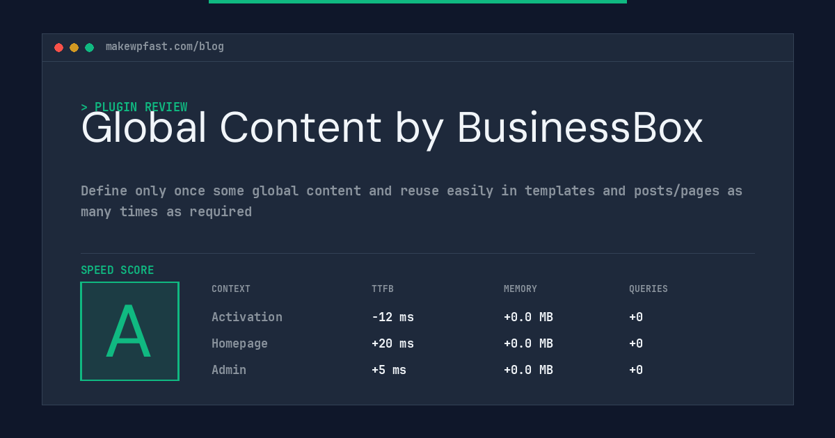 Global Content by BusinessBox - MakeWPFast