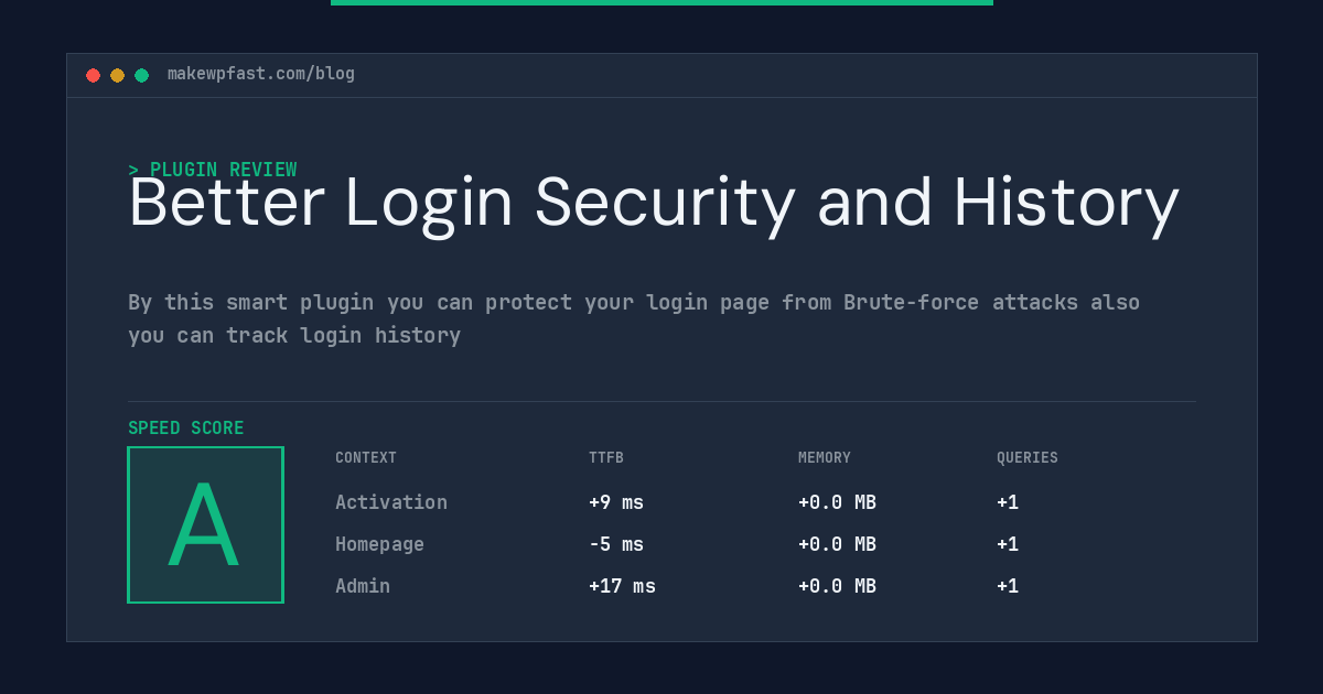 Better Login Security and History - MakeWPFast
