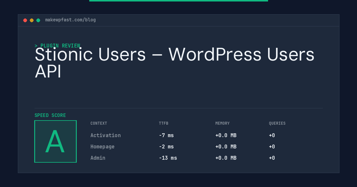 Stionic Users – WordPress Users API - MakeWPFast