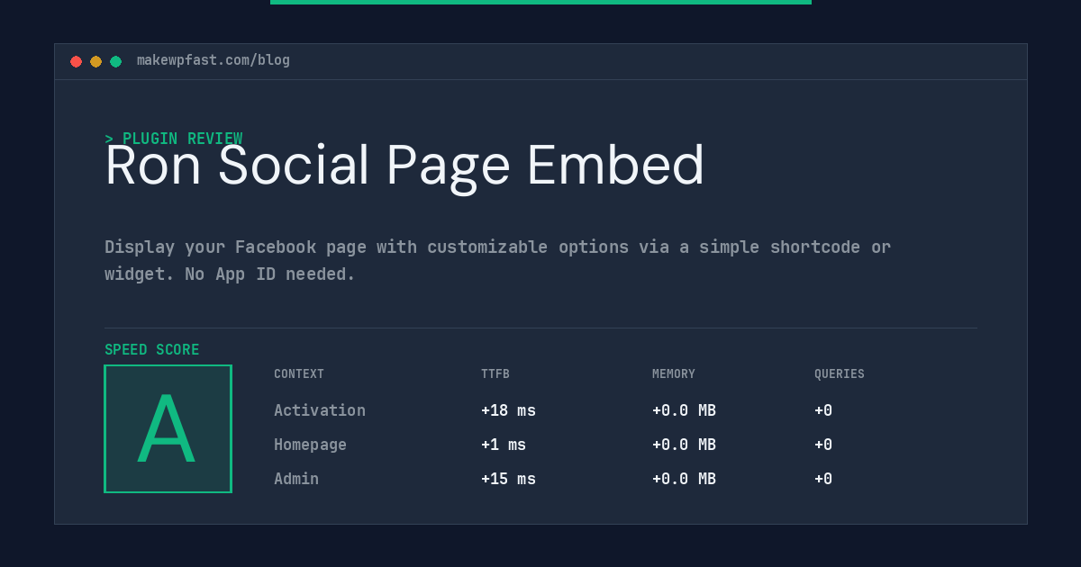 Ron Social Page Embed - MakeWPFast