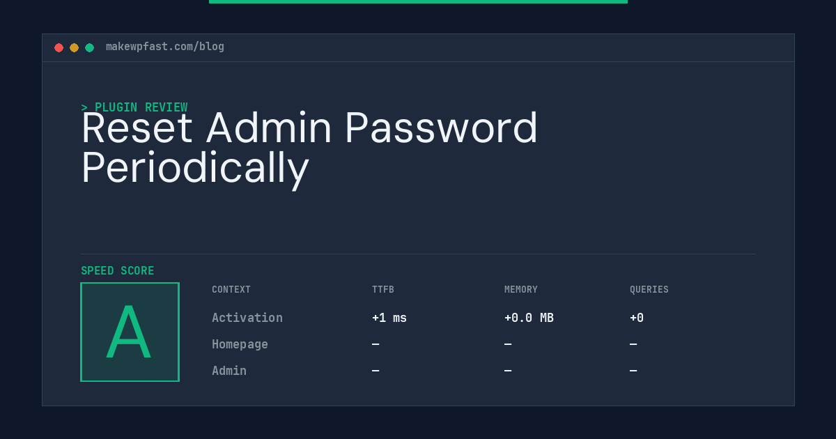 Reset Admin Password Periodically - MakeWPFast