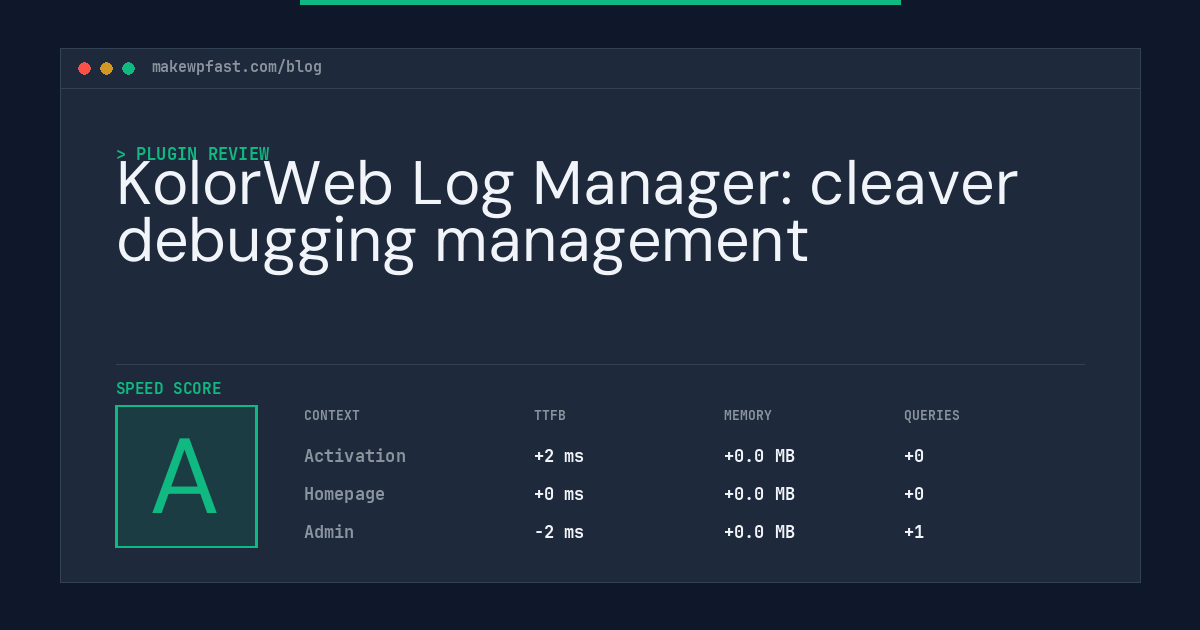KolorWeb Log Manager: cleaver debugging management - MakeWPFast