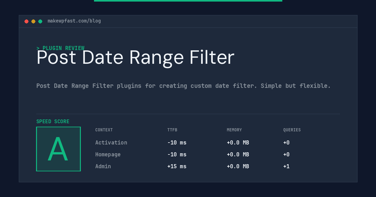 Post Date Range Filter - MakeWPFast