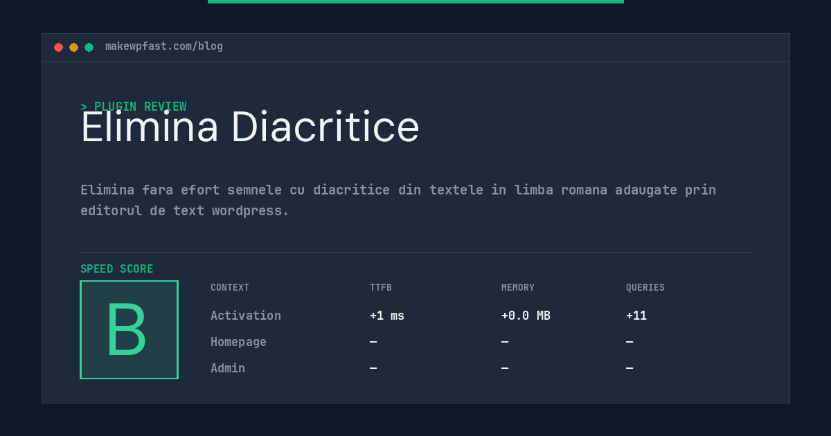 Elimina Diacritice - MakeWPFast