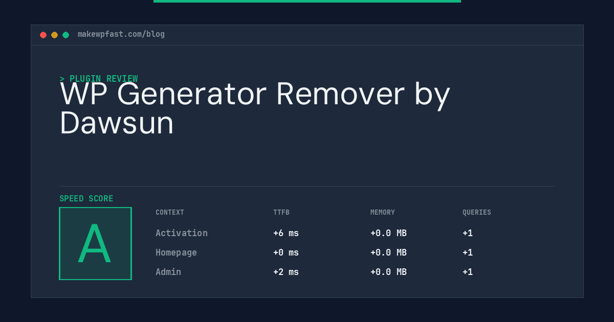 WP Generator Remover by Dawsun - MakeWPFast
