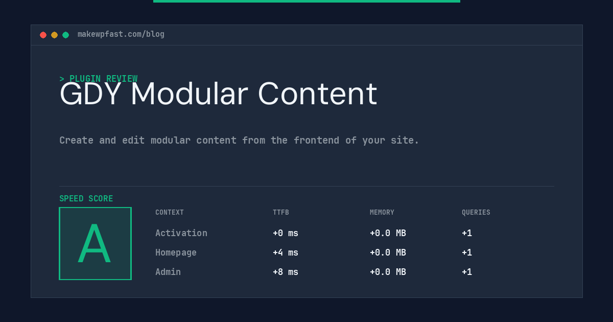 GDY Modular Content - MakeWPFast