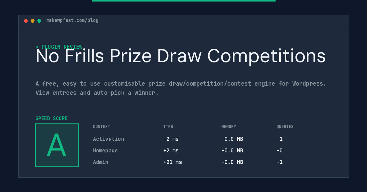 No Frills Prize Draw Competitions - MakeWPFast