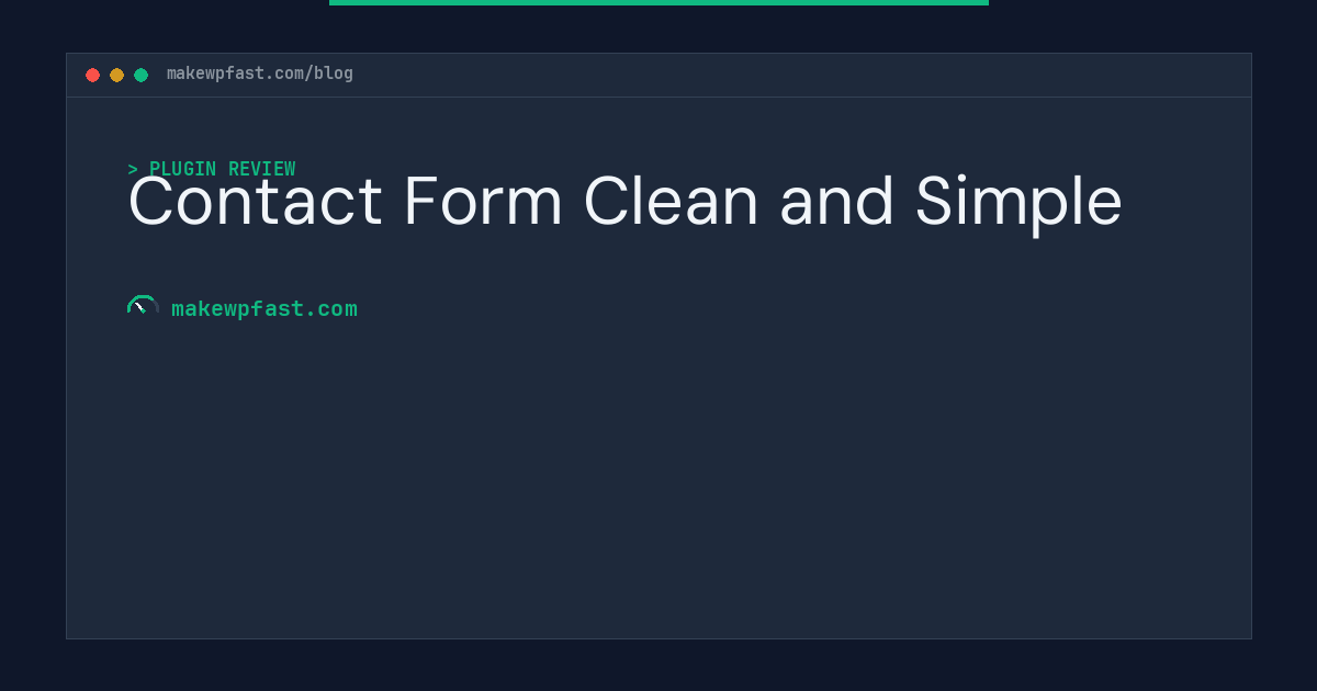 Contact Form Clean and Simple - MakeWPFast