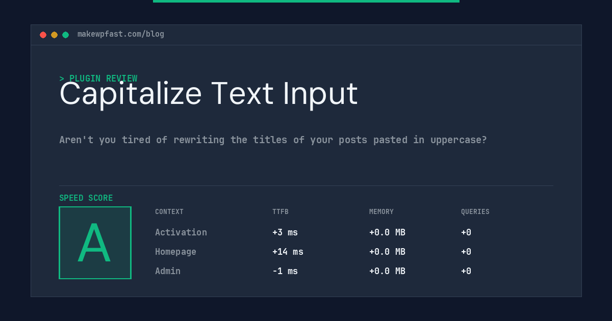Capitalize Text Input - MakeWPFast
