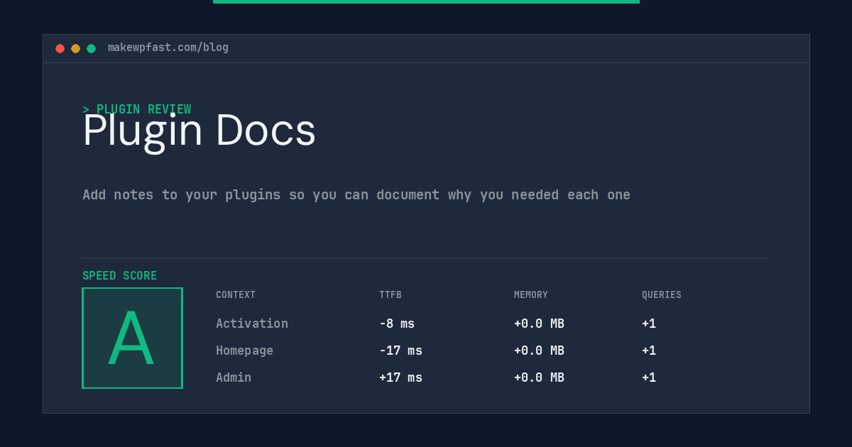 Plugin Docs - MakeWPFast