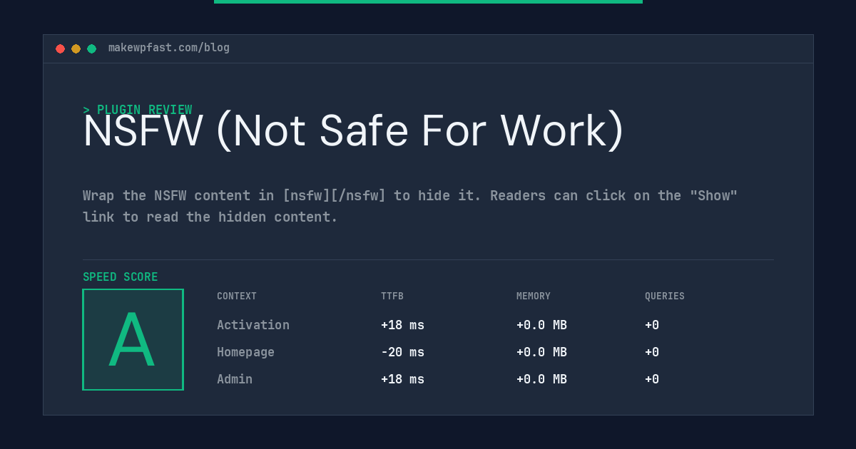 NSFW (Not Safe For Work) - MakeWPFast
