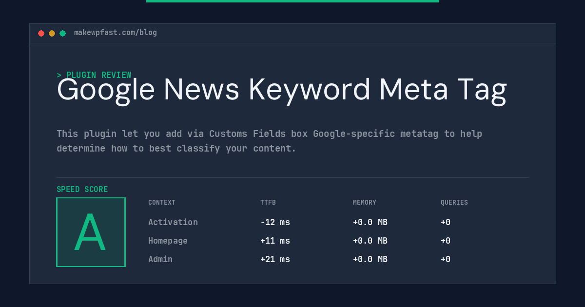 Google News Keyword Meta Tag - MakeWPFast