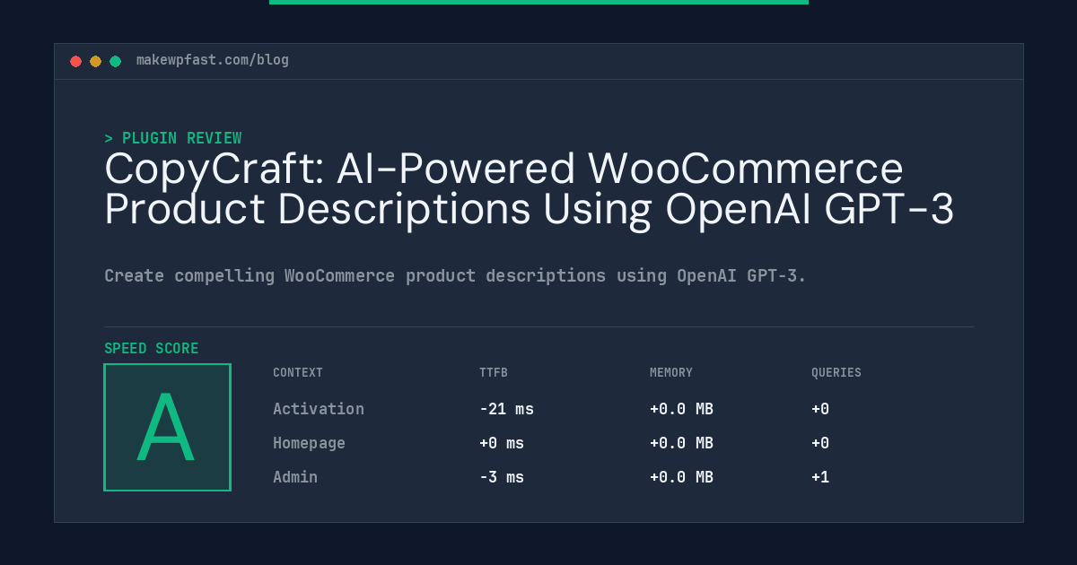 CopyCraft: AI-Powered WooCommerce Product Descriptions Using OpenAI GPT-3 - MakeWPFast