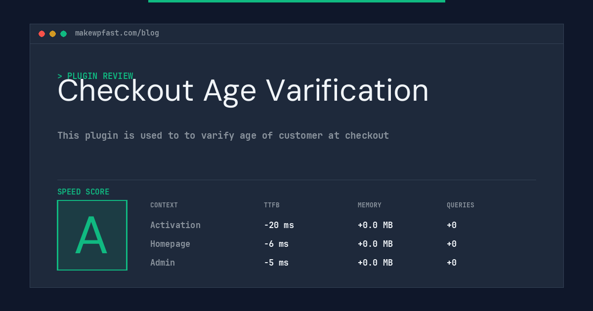 Checkout Age Varification - MakeWPFast