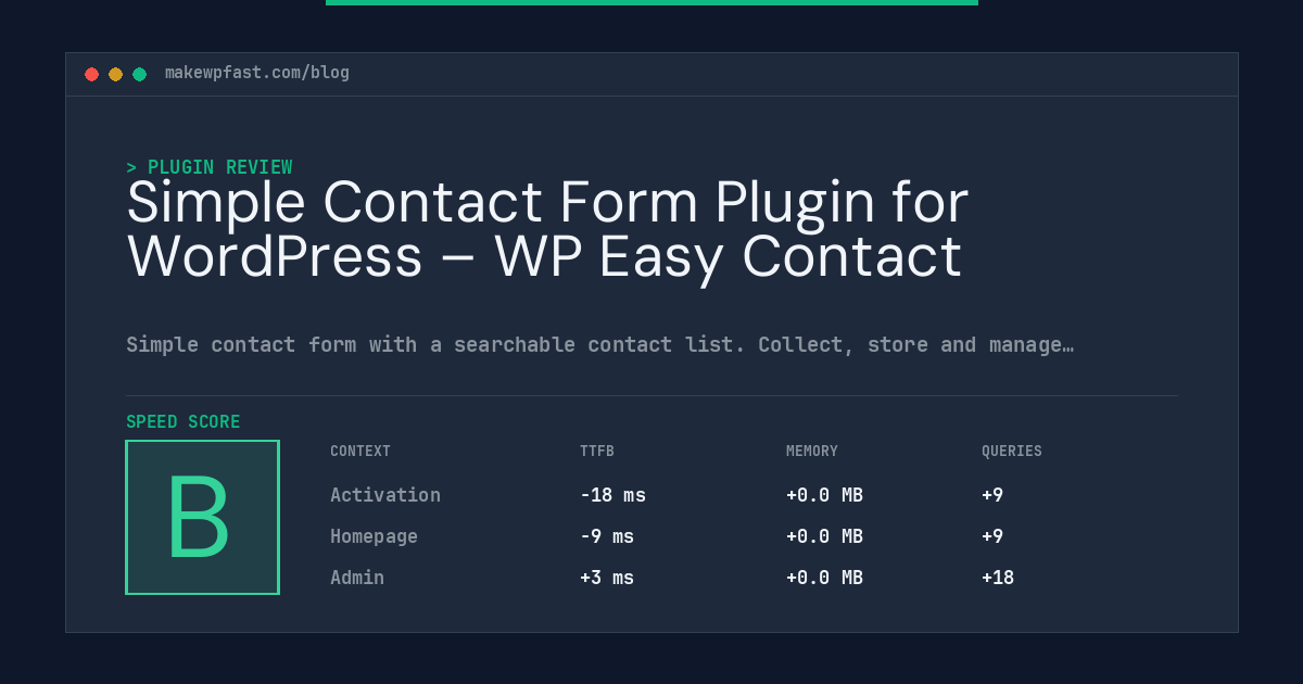 Simple Contact Form Plugin for WordPress – WP Easy Contact - MakeWPFast