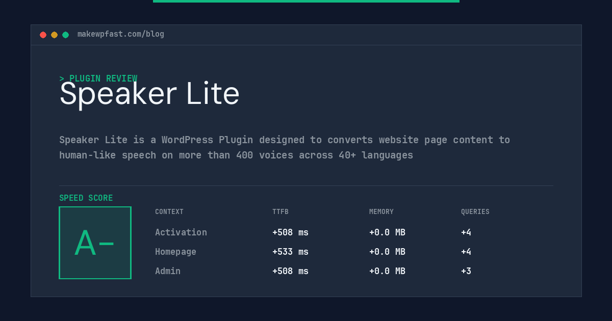 Speaker Lite - MakeWPFast