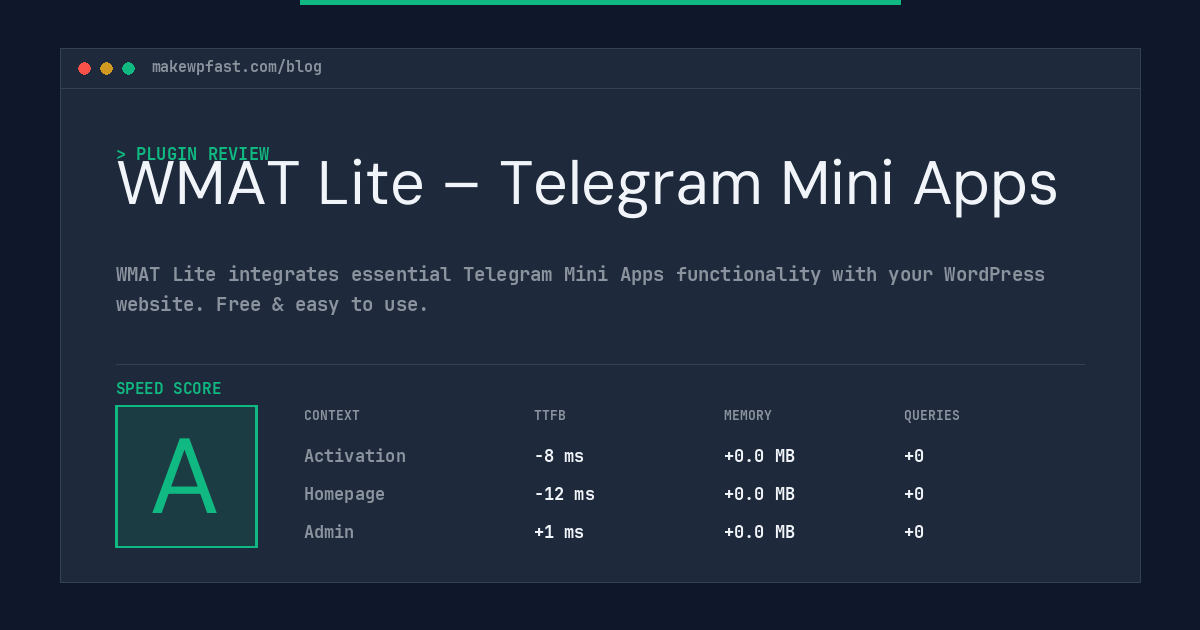 WMAT Lite – Telegram Mini Apps - MakeWPFast