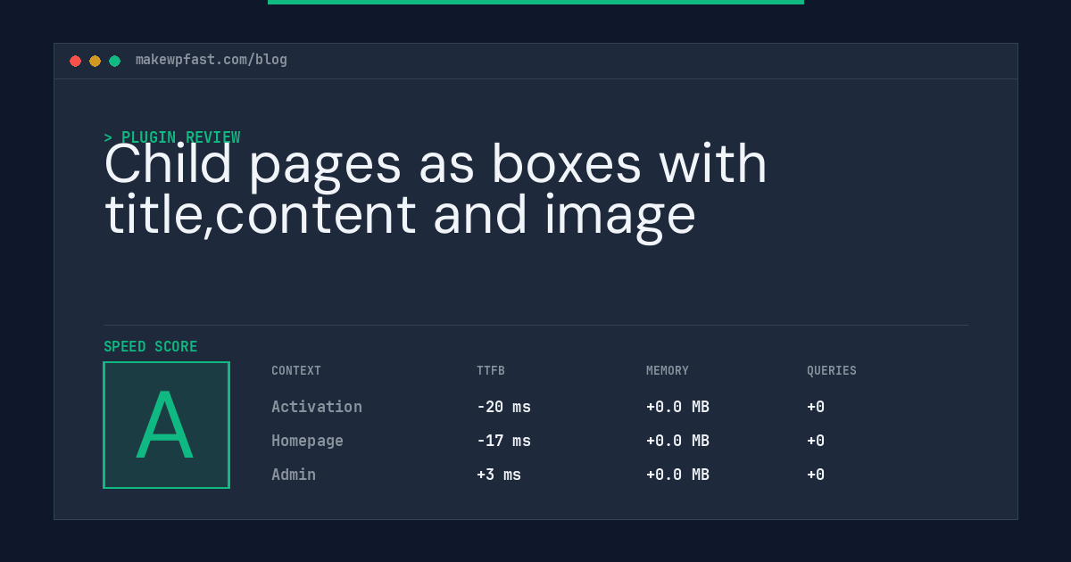 Child pages as boxes with title,content and image - MakeWPFast