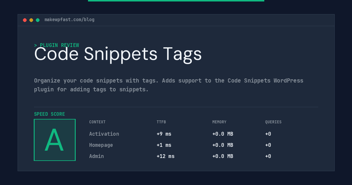 Code Snippets Tags - MakeWPFast