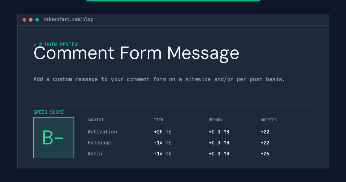 Comment Form Message - MakeWPFast