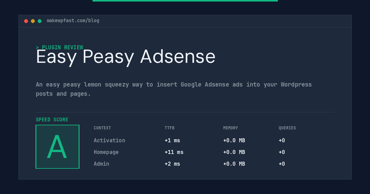 Easy Peasy Adsense - MakeWPFast