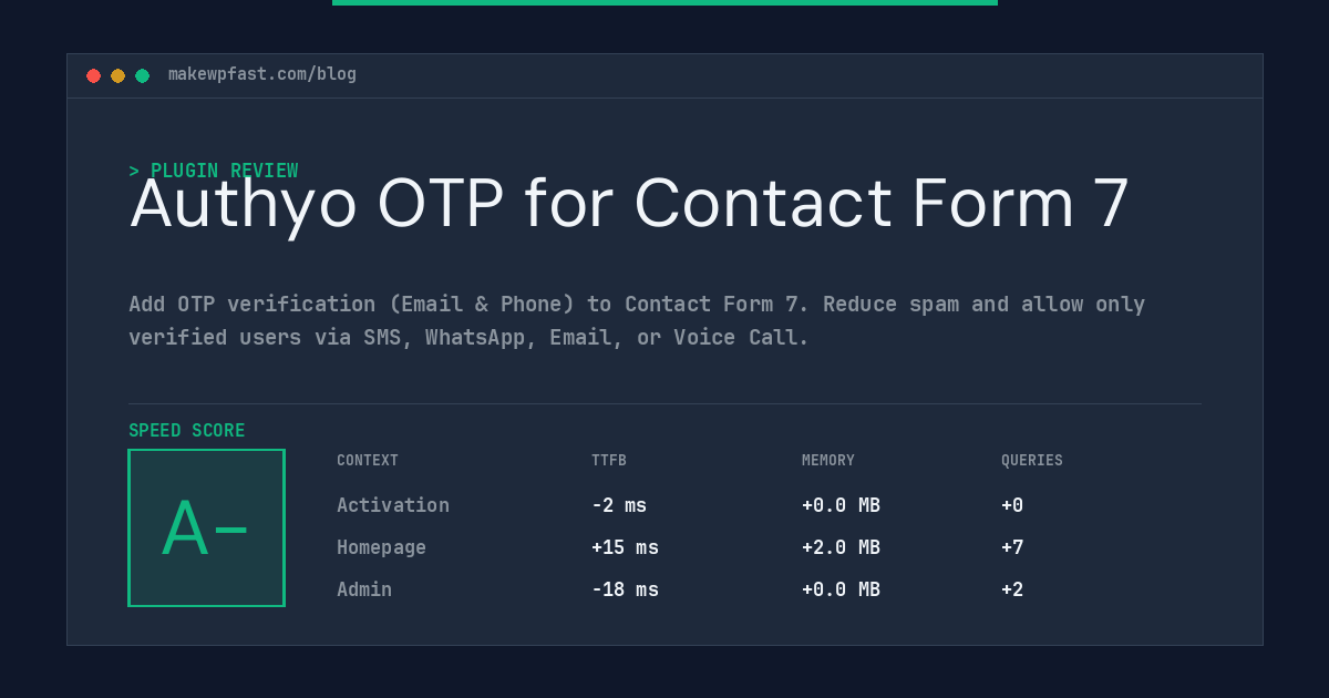 Authyo OTP for Contact Form 7 - MakeWPFast