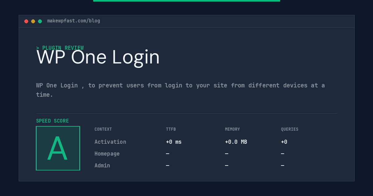 WP One Login - MakeWPFast
