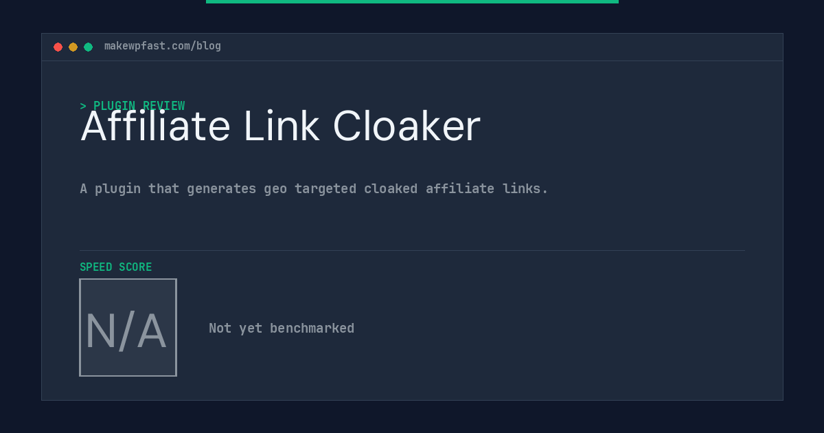 Affiliate Link Cloaker - MakeWPFast
