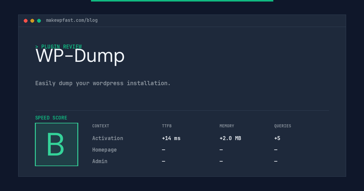 WP-Dump - MakeWPFast