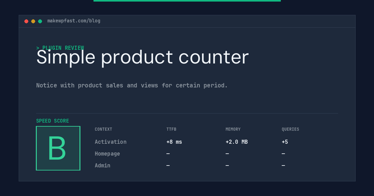 Simple product counter - MakeWPFast
