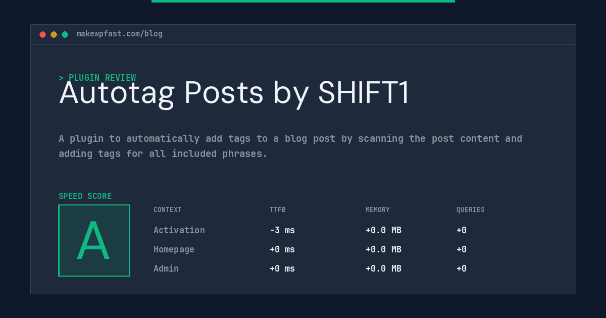 Autotag Posts by SHIFT1 - MakeWPFast