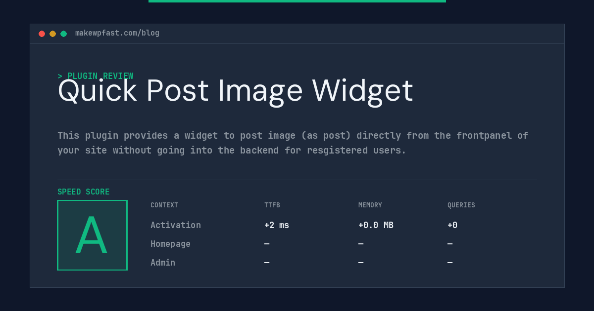 Quick Post Image Widget - MakeWPFast