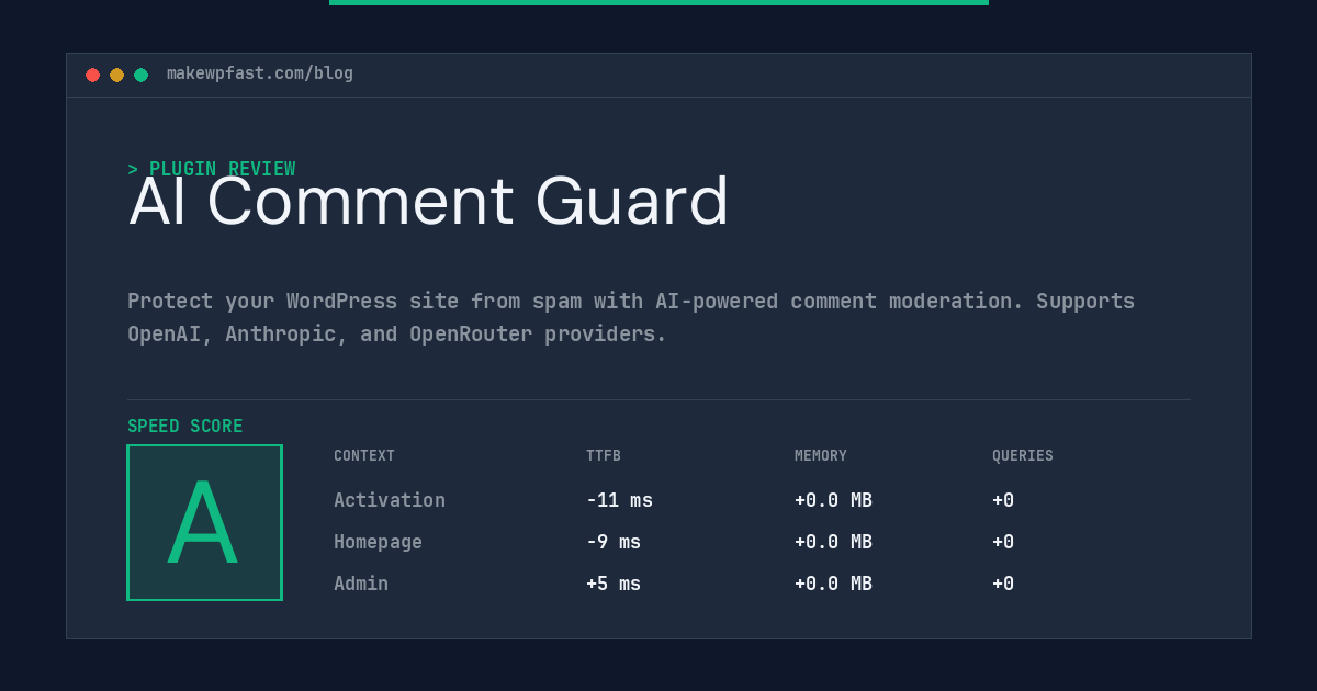 AI Comment Guard - MakeWPFast