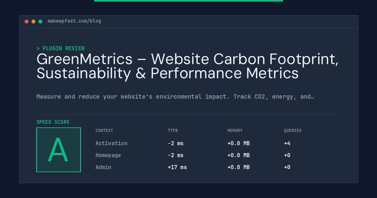 GreenMetrics – Website Carbon Footprint, Sustainability & Performance Metrics - MakeWPFast