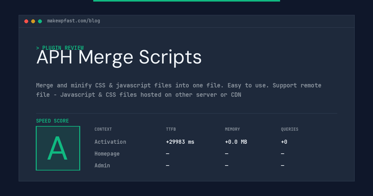 APH Merge Scripts - MakeWPFast