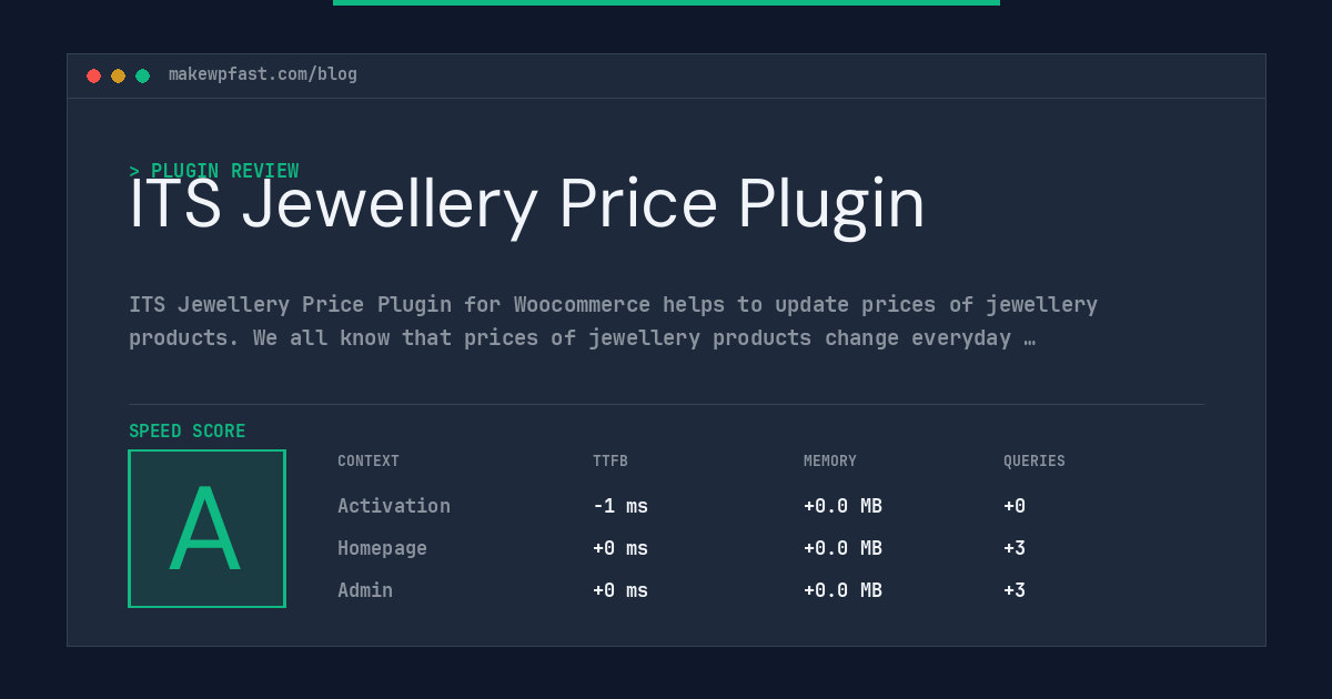 ITS Jewellery Price Plugin - MakeWPFast