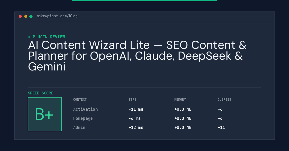AI Content Wizard Lite — SEO Content & Planner for OpenAI, Claude, DeepSeek & Gemini - MakeWPFast