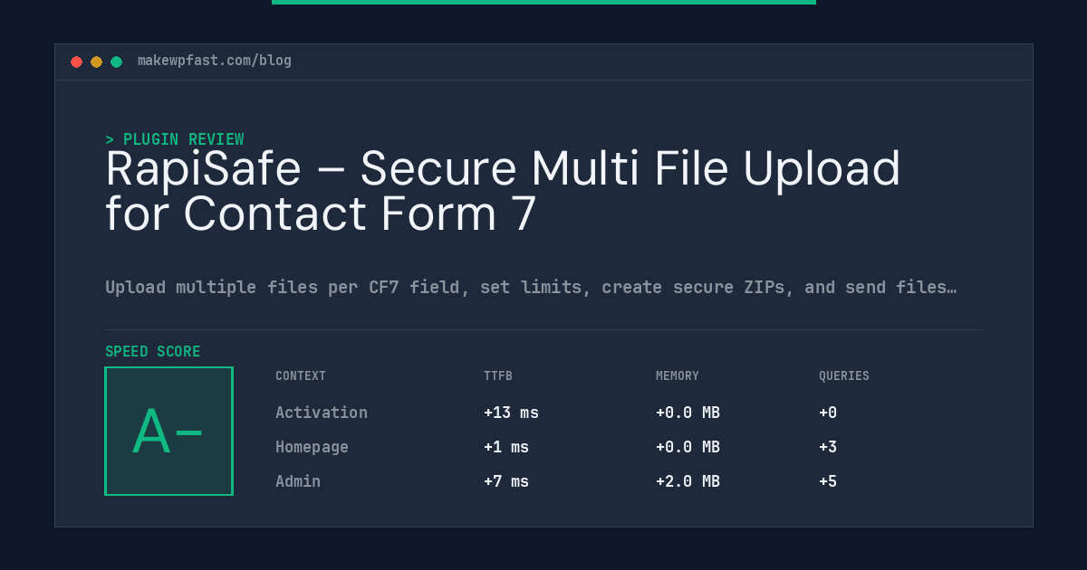 RapiSafe – Secure Multi File Upload for Contact Form 7 - MakeWPFast