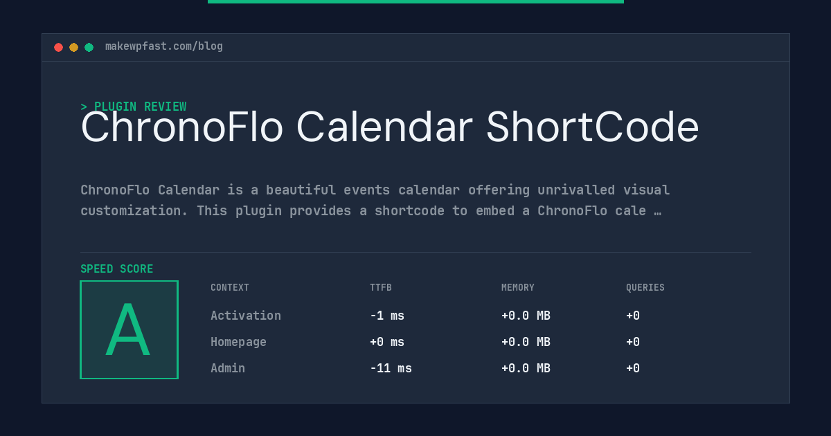 ChronoFlo Calendar ShortCode - MakeWPFast