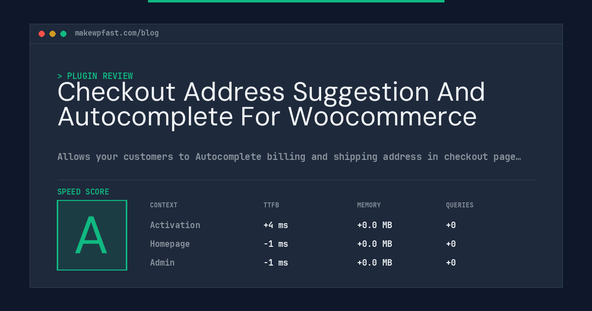 Checkout Address Suggestion And Autocomplete For Woocommerce - MakeWPFast