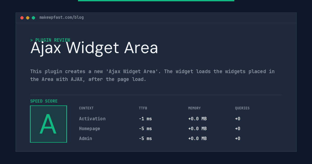 Ajax Widget Area - MakeWPFast