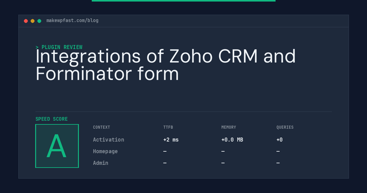 Integrations of Zoho CRM and Forminator form - MakeWPFast
