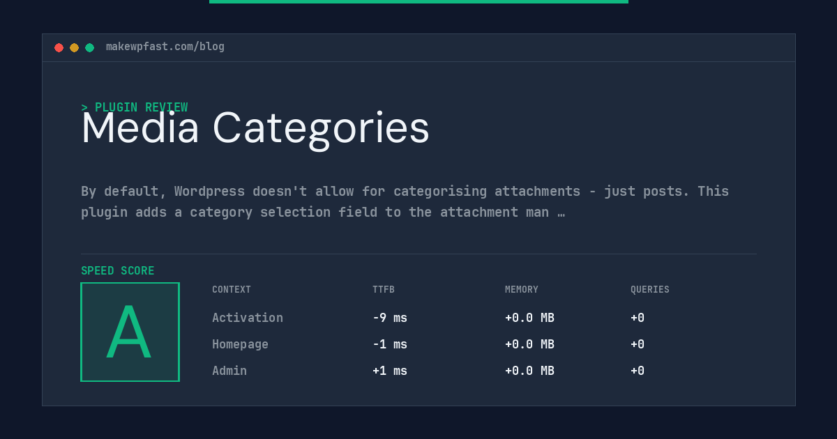 Media Categories - MakeWPFast