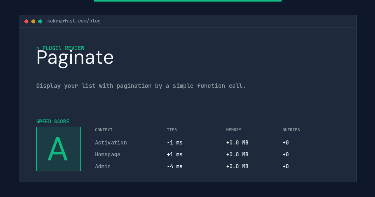 Paginate - MakeWPFast