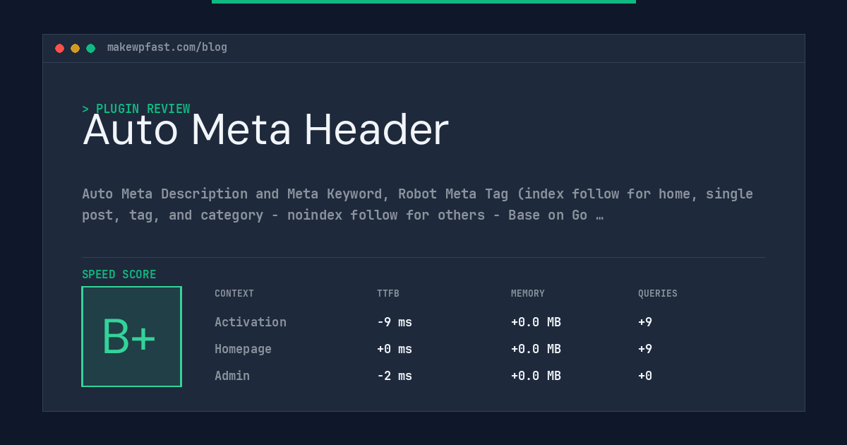 Auto Meta Header - MakeWPFast