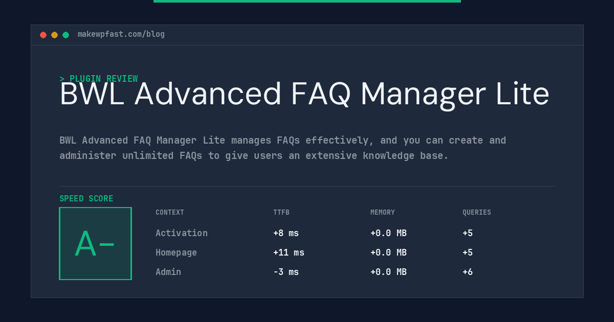 BWL Advanced FAQ Manager Lite - MakeWPFast