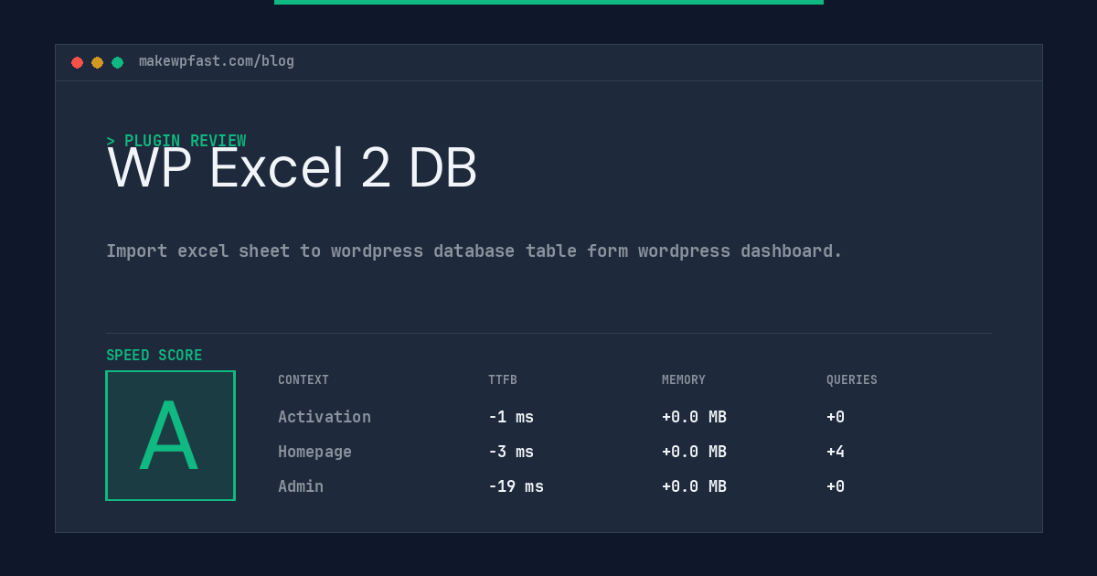 WP Excel 2 DB - MakeWPFast