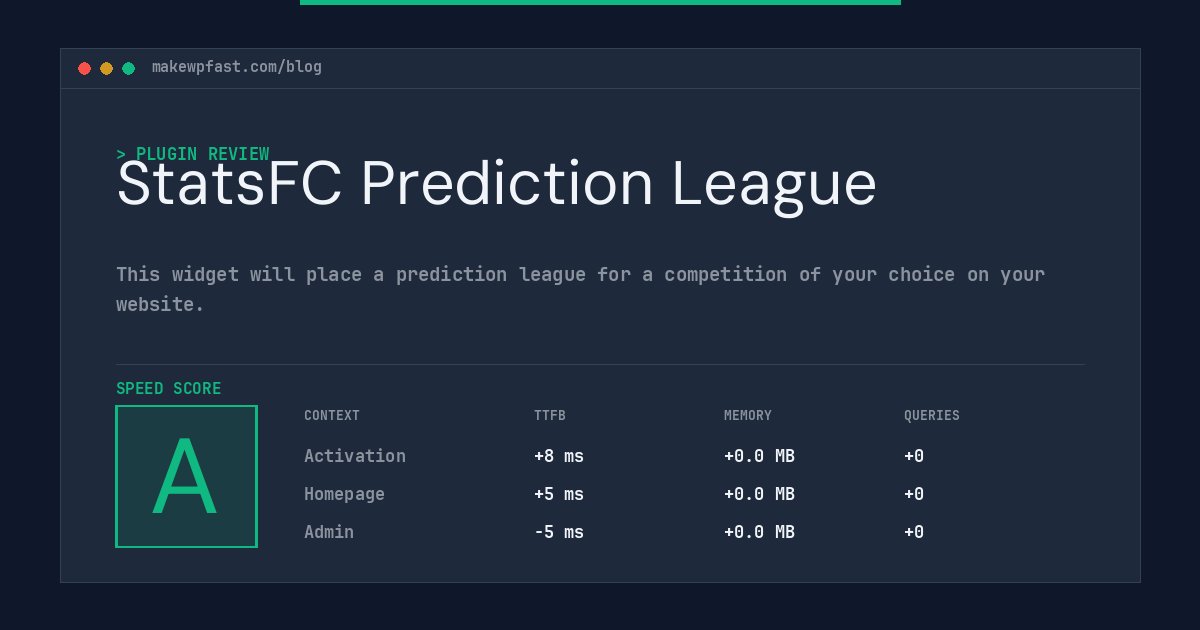 StatsFC Prediction League - MakeWPFast