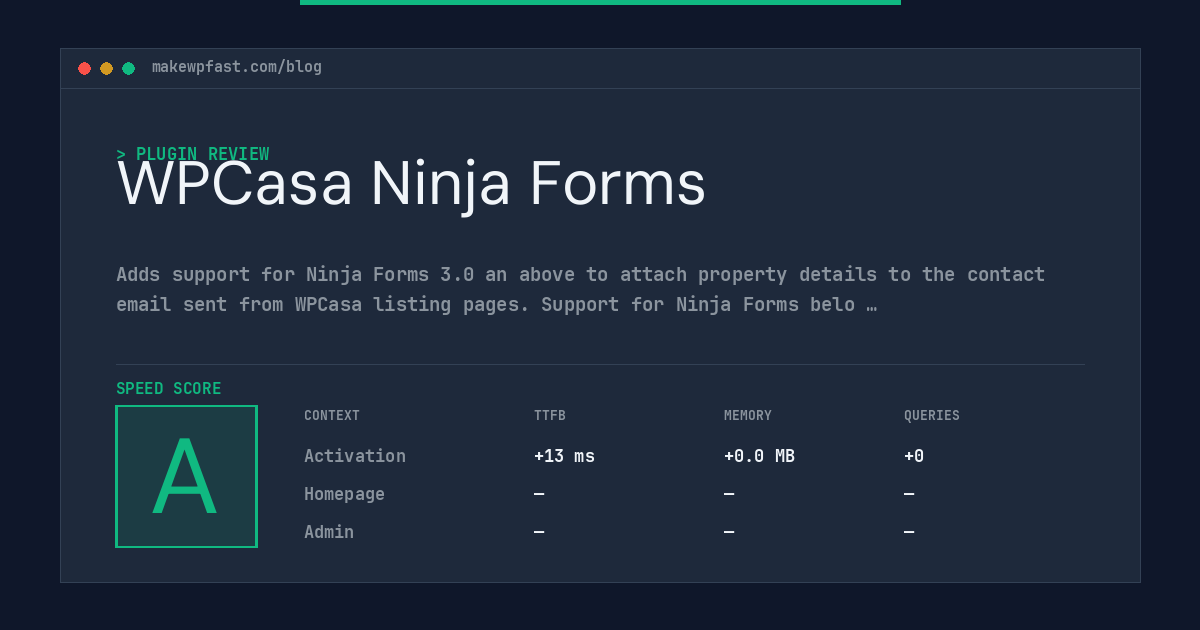 WPCasa Ninja Forms - MakeWPFast